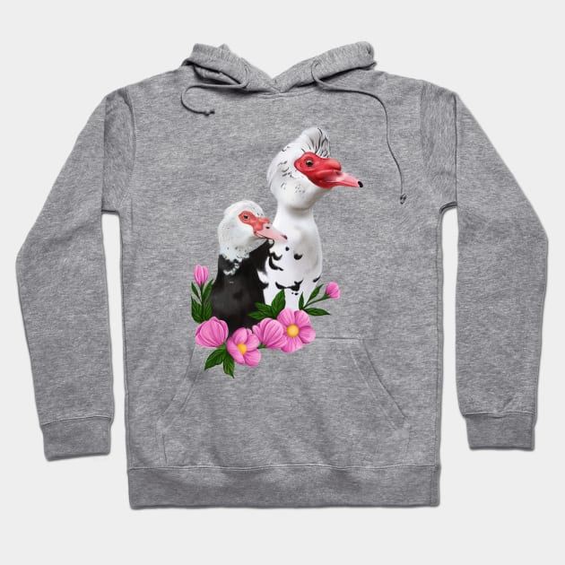 Muscovy duck couple Hoodie by Jurassic Ink